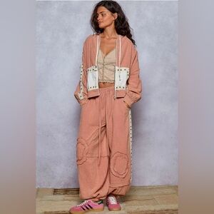 NEW!!! POL PINK and Cream Jumpsuit, SZ Large